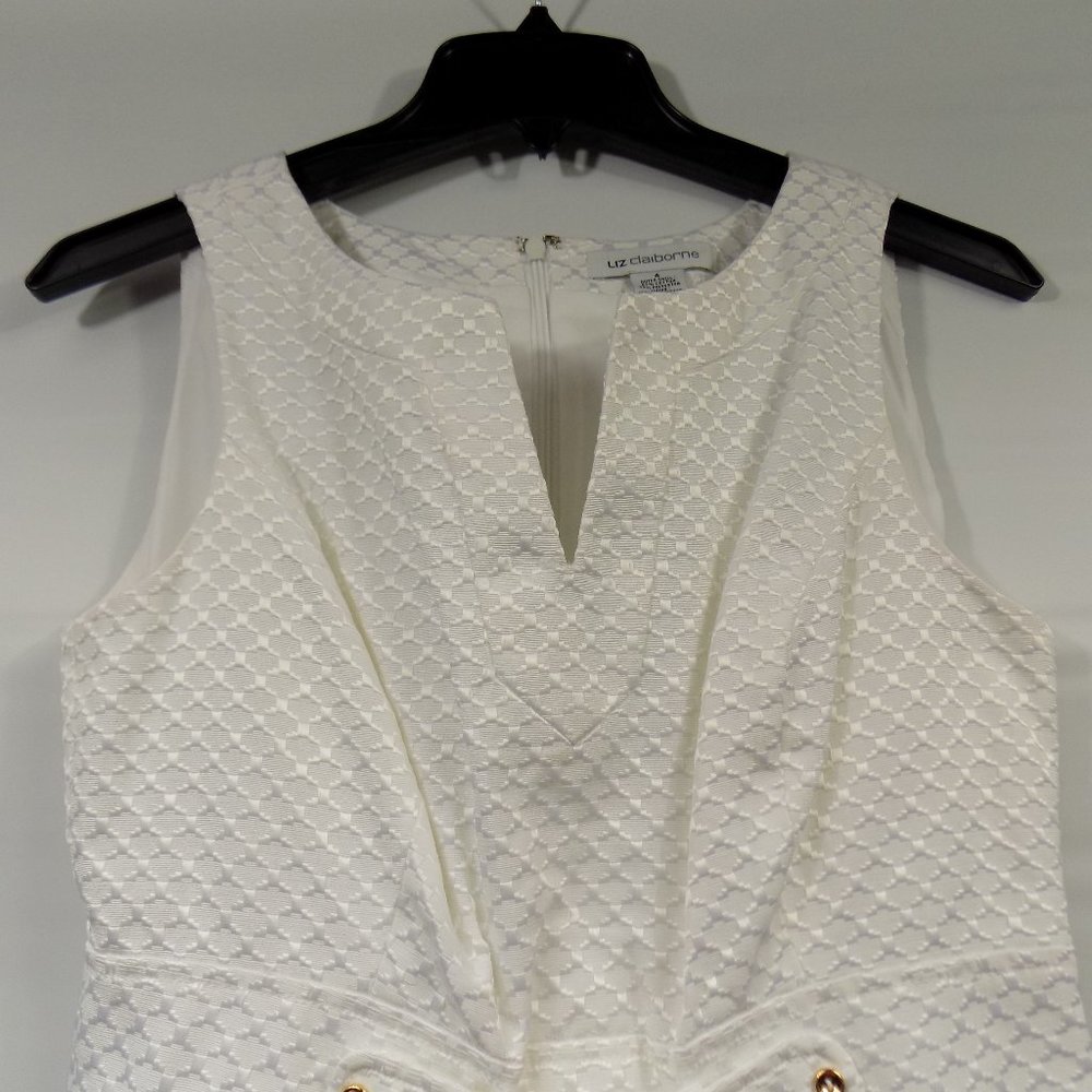 Liz Claiborne White Mid Length Dress Size 4 - Picture 2 of 10